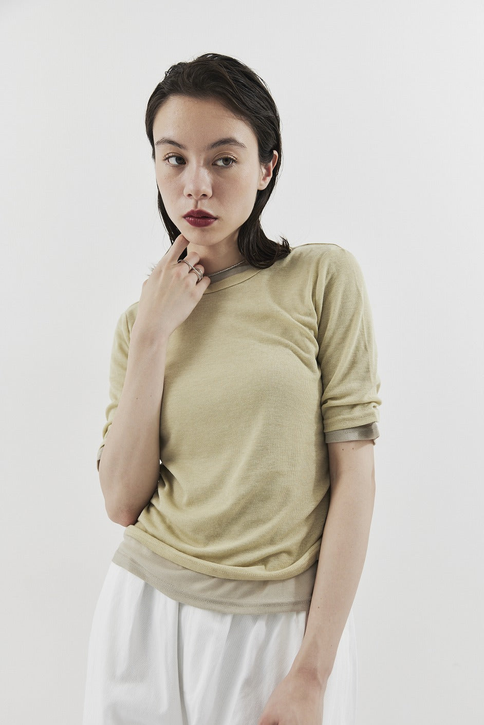 2PACK Sheer half sleeve TEE