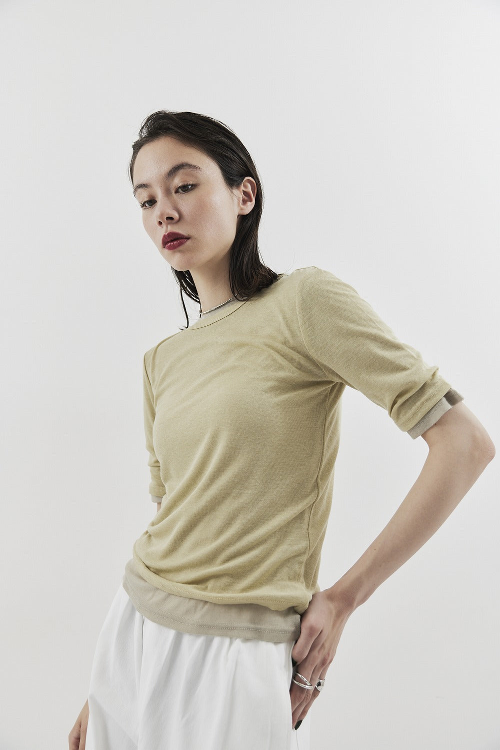 2PACK Sheer half sleeve TEE