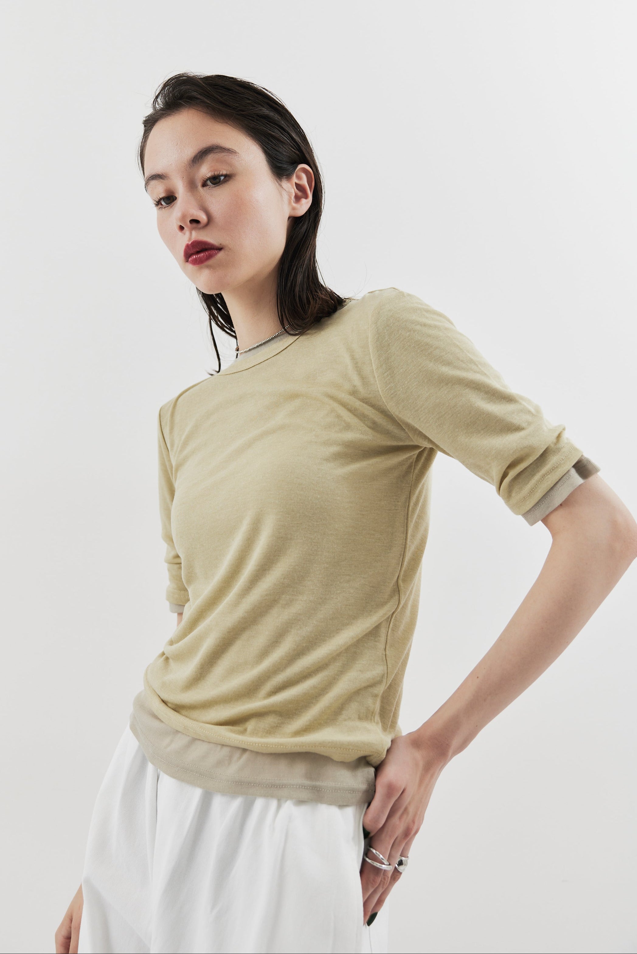 2PACK Sheer half sleeve TEE