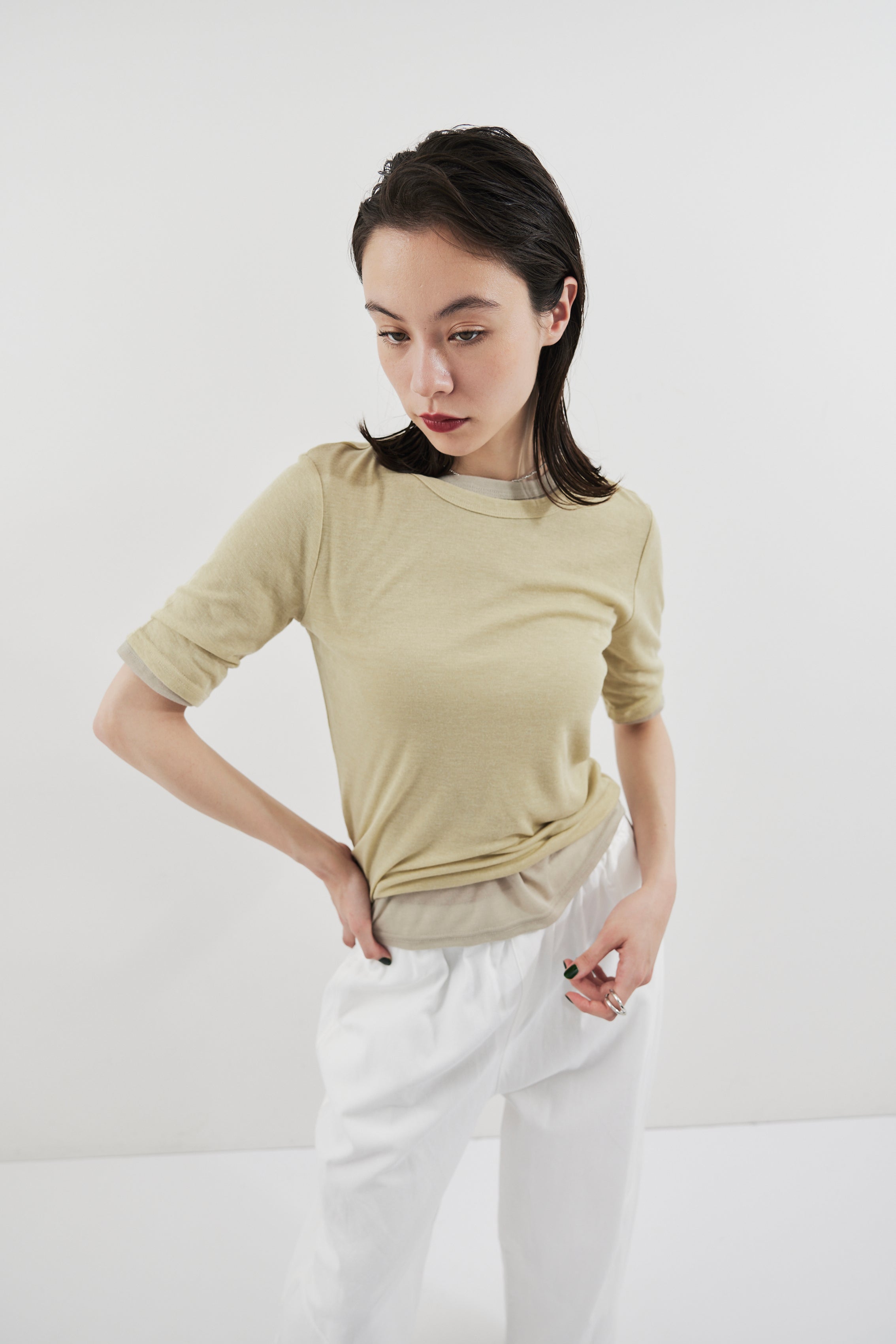 2PACK Sheer half sleeve TEE