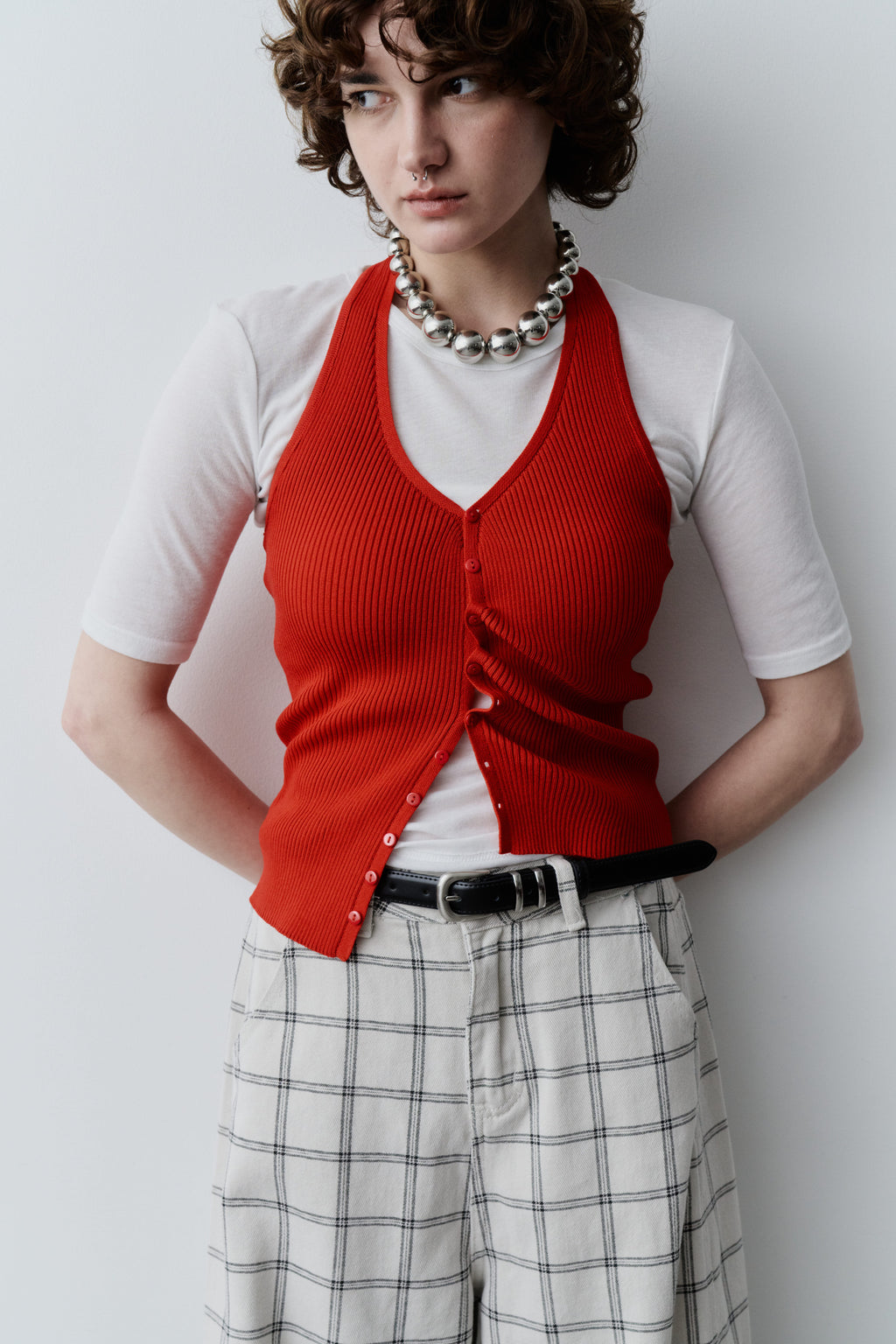 Halter neck knit vest