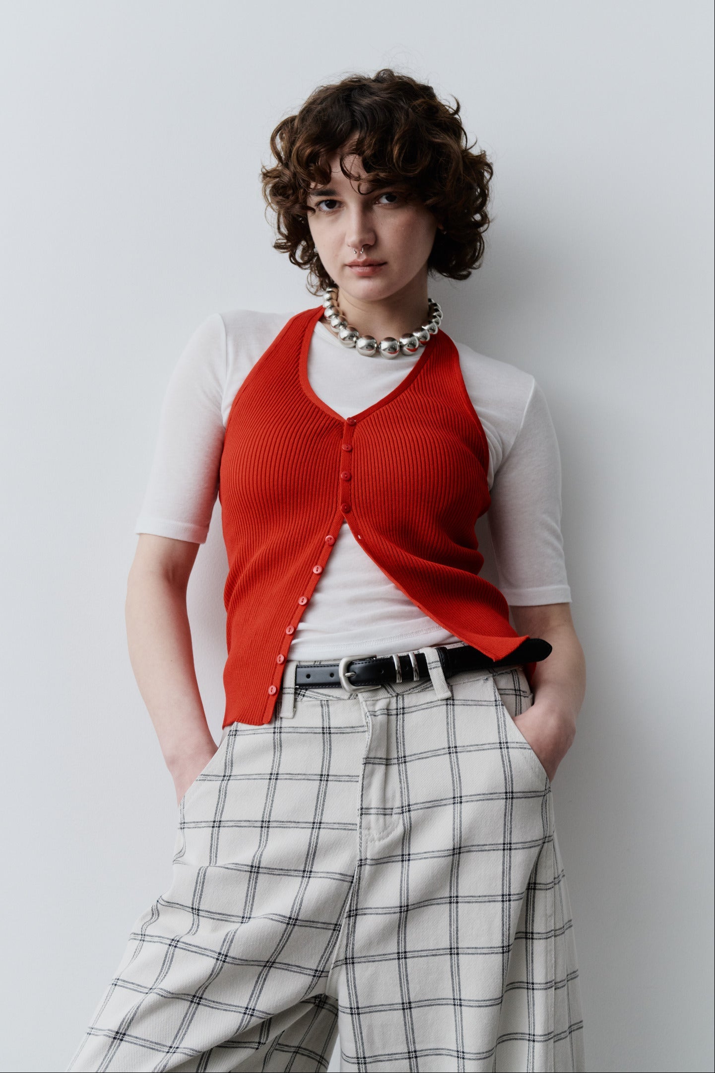 Halter neck knit vest