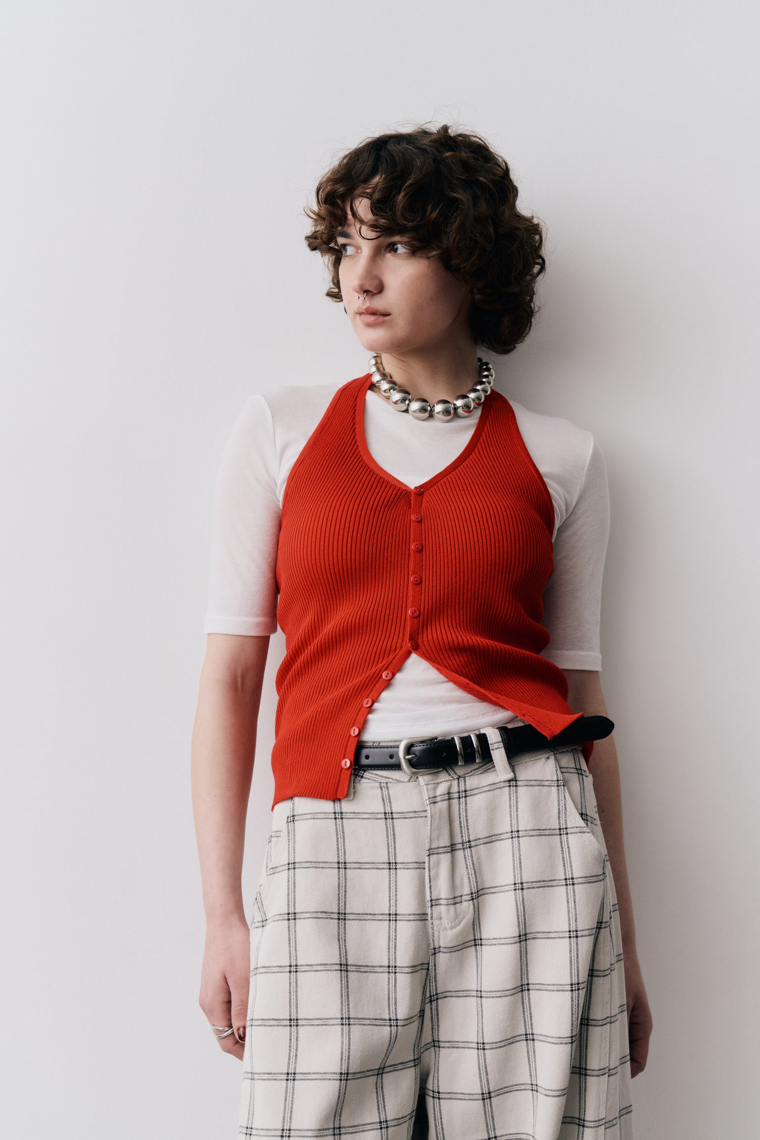 Halter neck knit vest