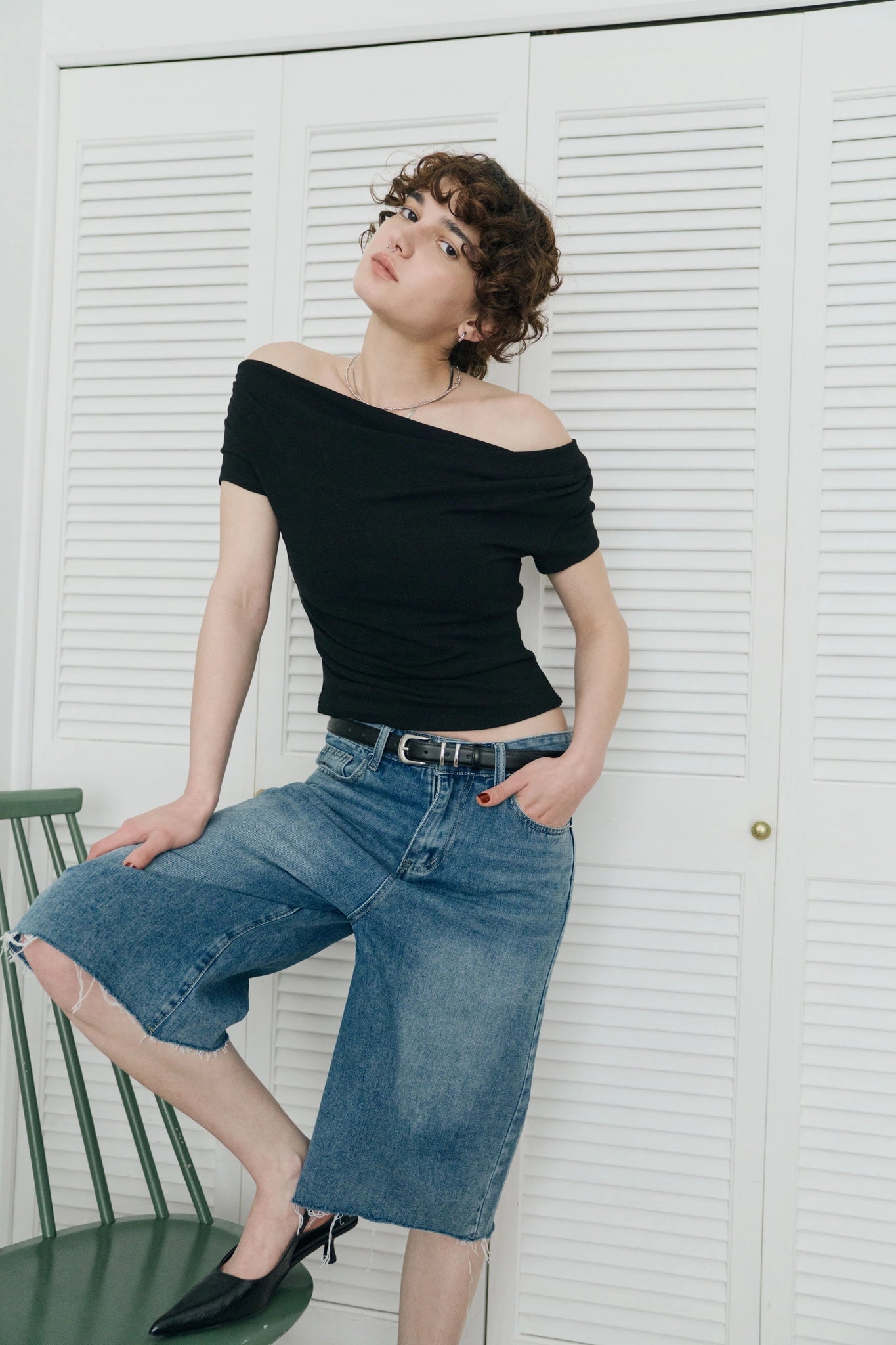 Bermuda denim pants