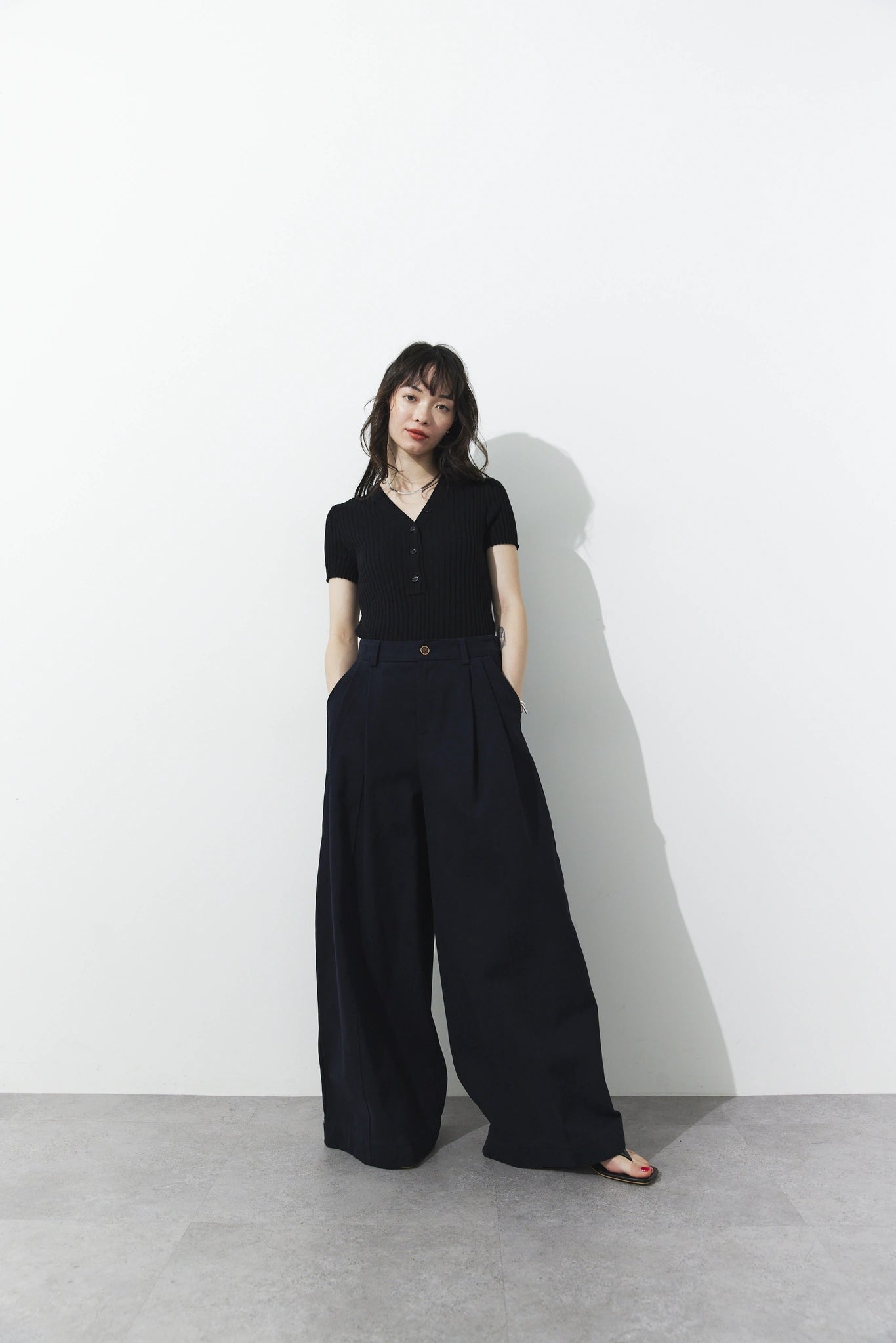 Tucked wide pants
