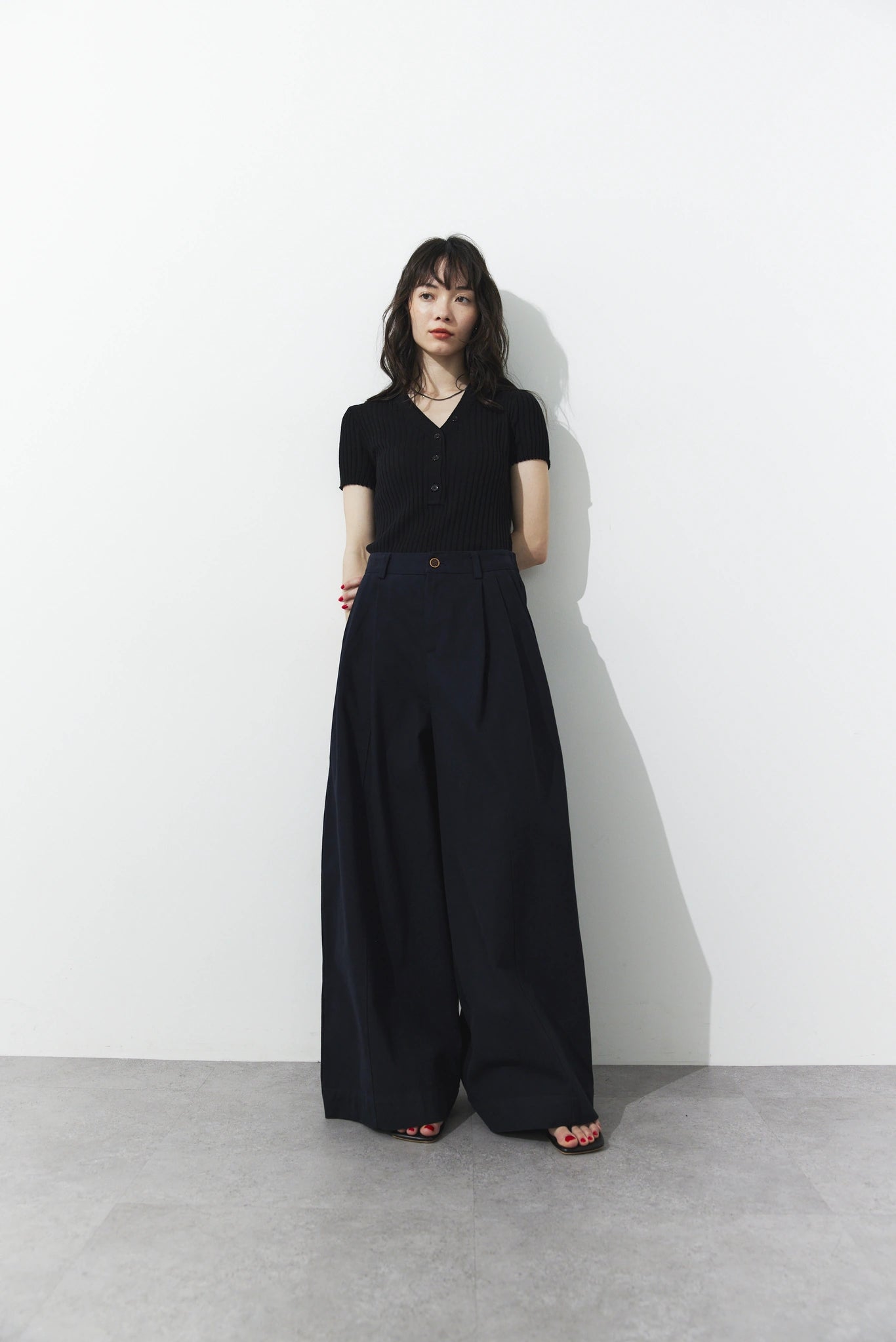 Tucked wide pants