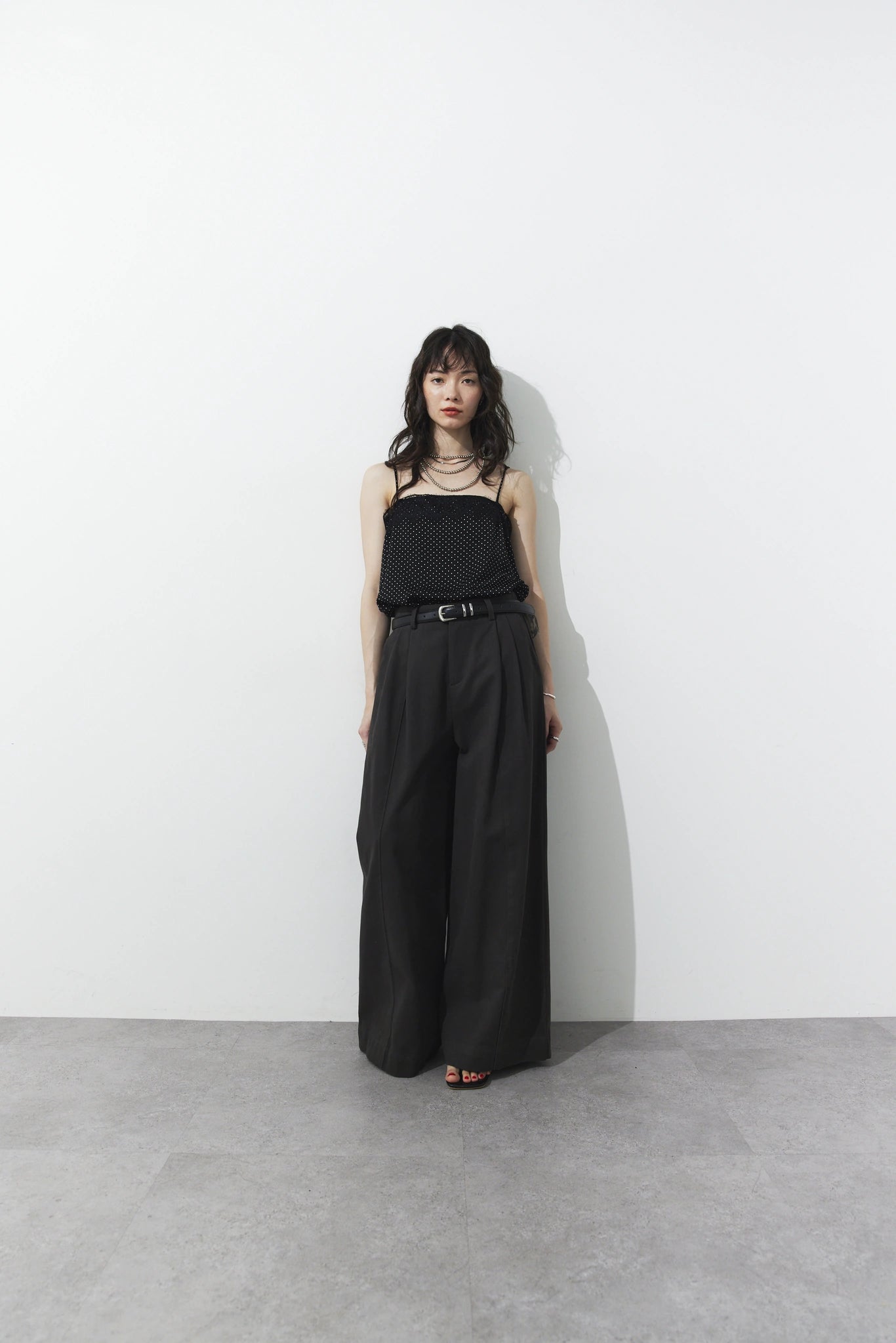 Tucked wide pants