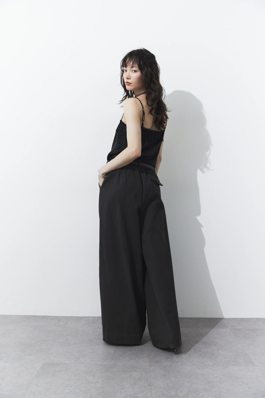 Tucked wide pants