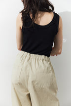 Cotton roll-up curved pants