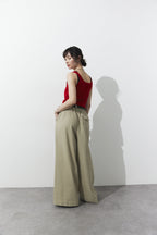Tucked wide pants