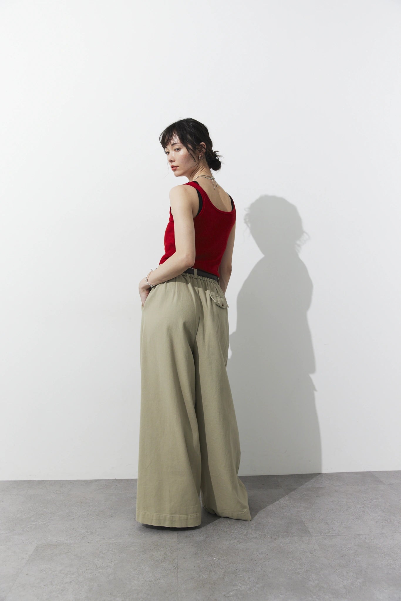 Tucked wide pants