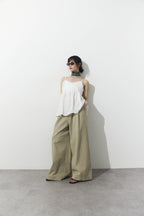 Tucked wide pants