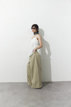 Tucked wide pants