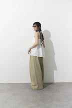 Tucked wide pants