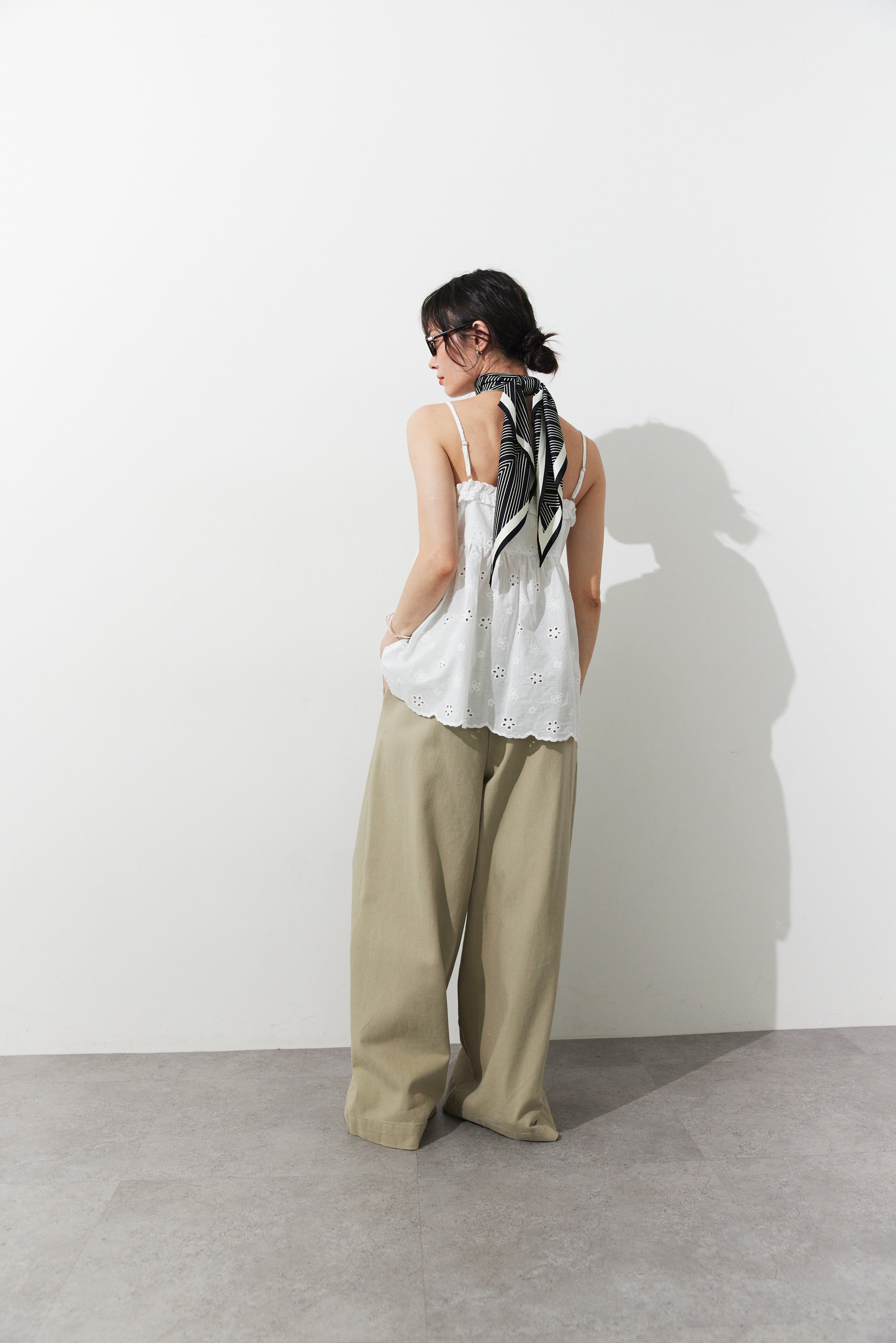 Embroidered cotton cami