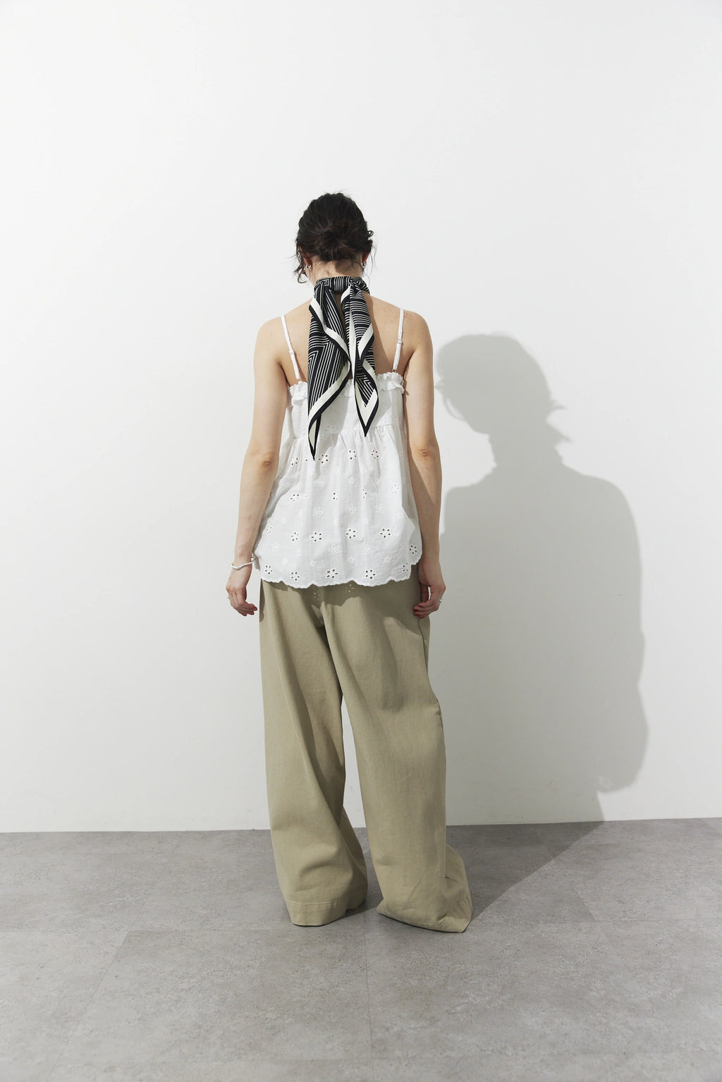 Tucked wide pants