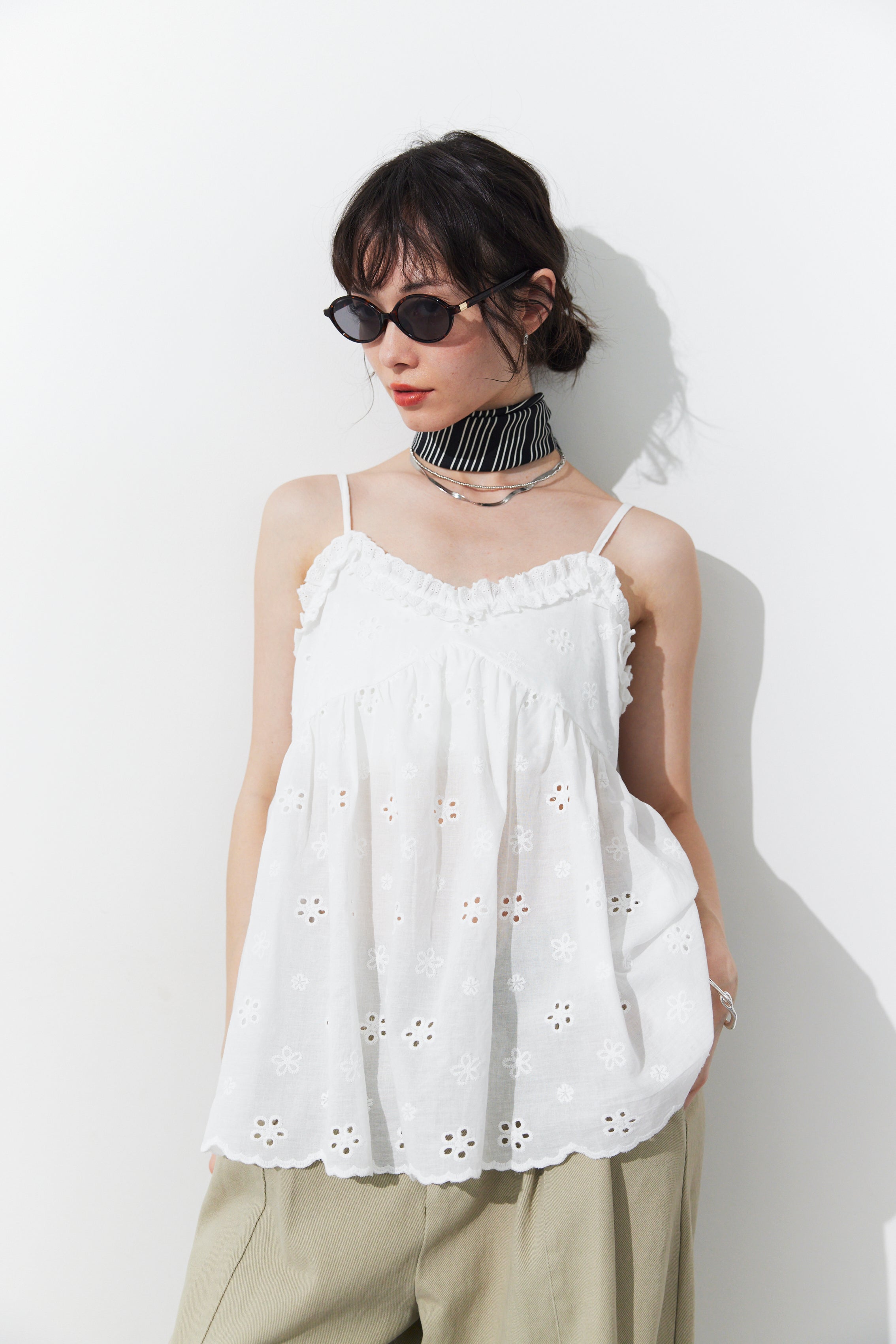 Embroidered cotton cami