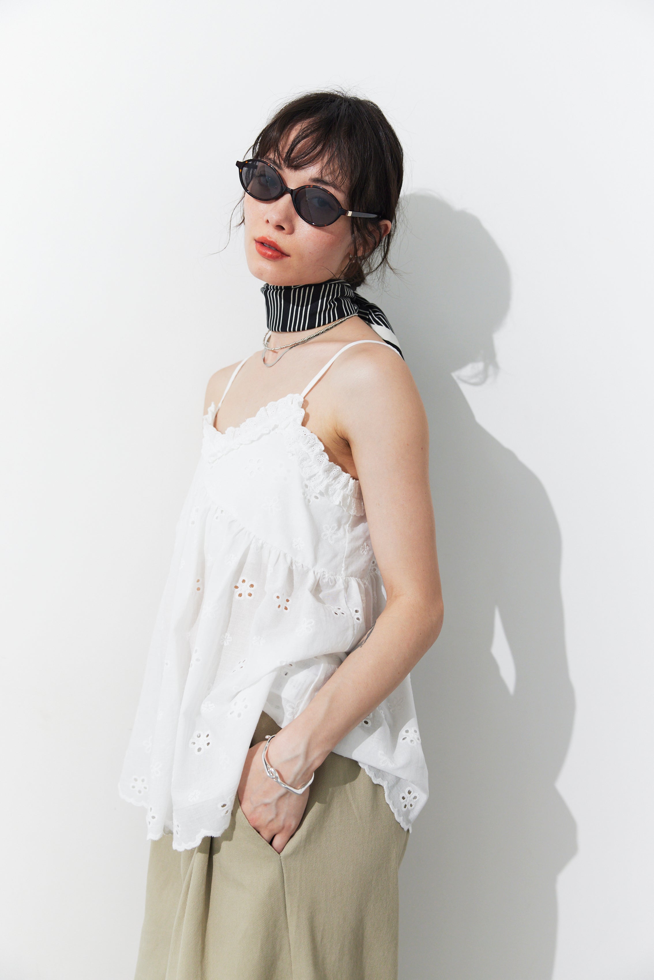 Embroidered cotton cami