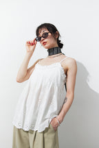 Embroidered cotton cami