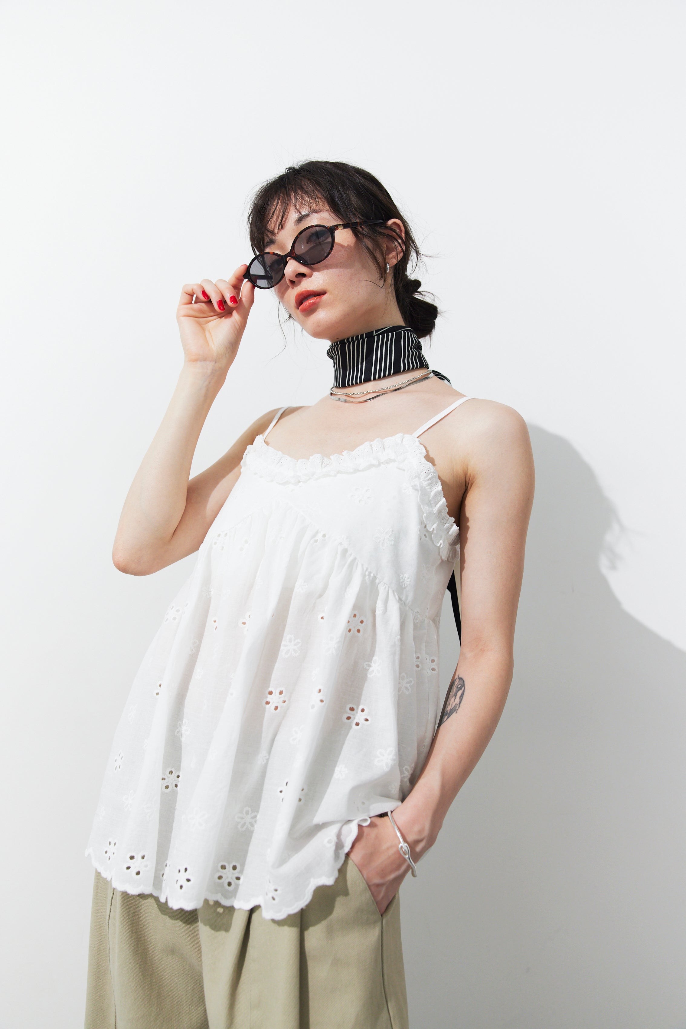 Embroidered cotton cami