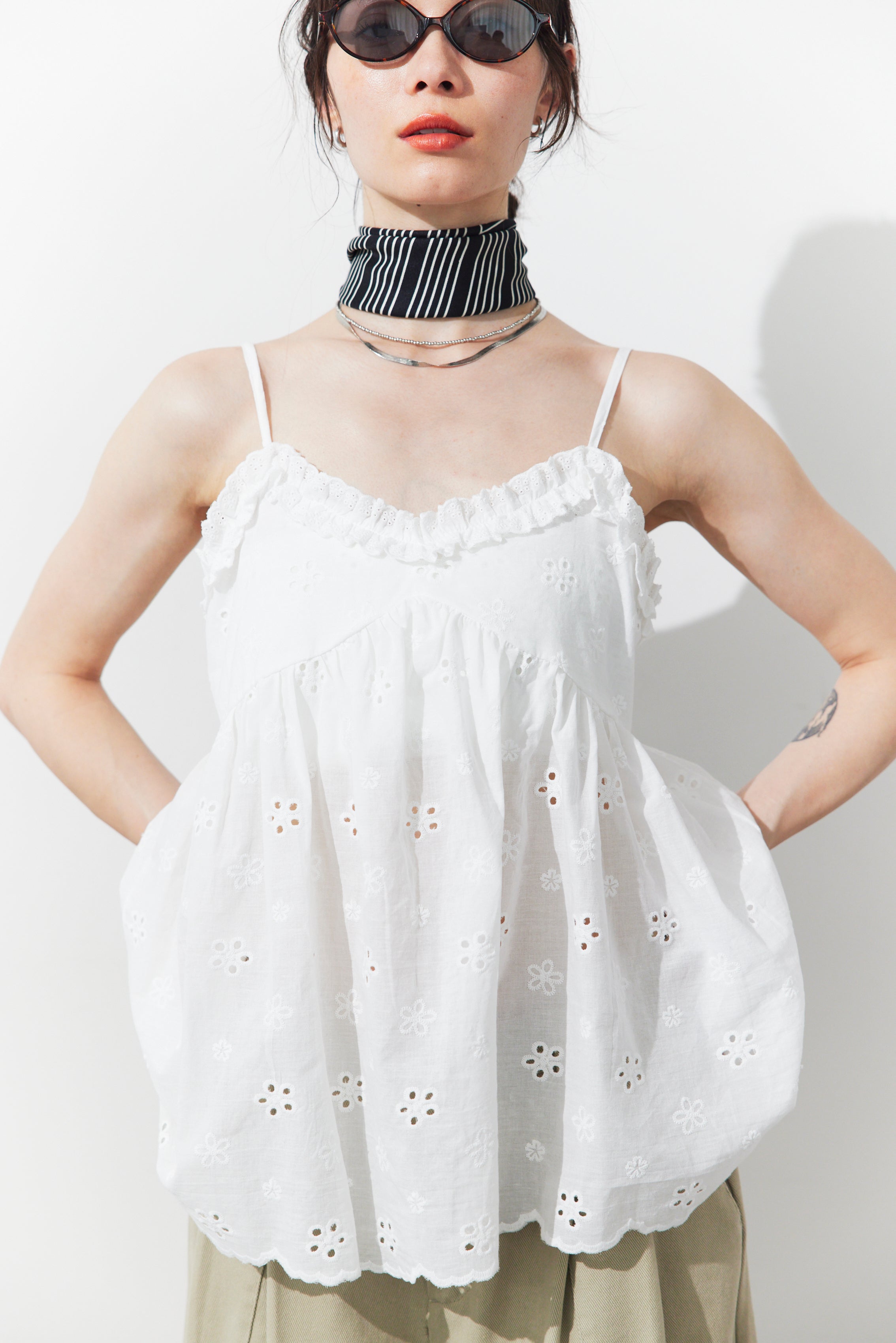 Embroidered cotton cami