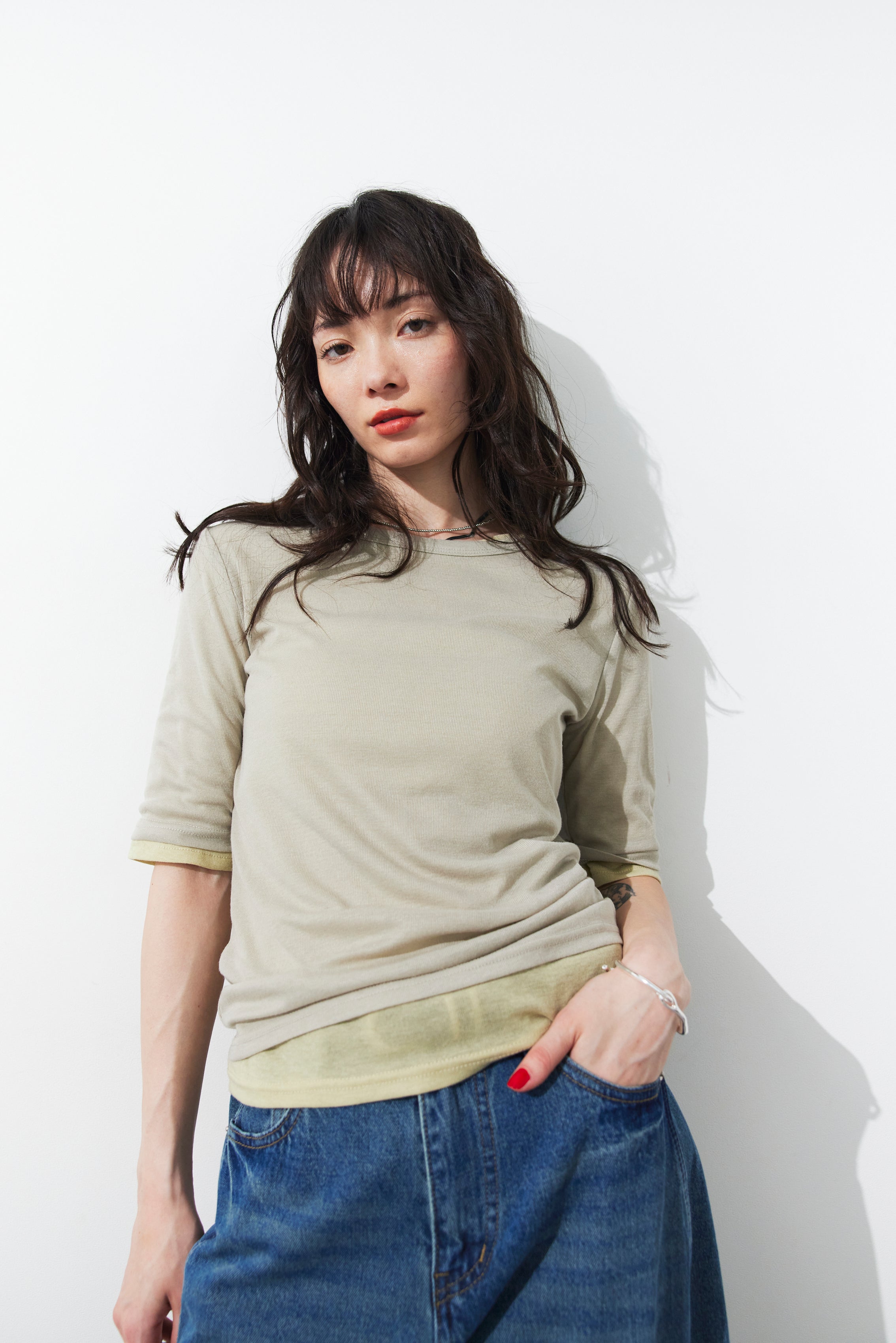 2PACK Sheer half sleeve TEE