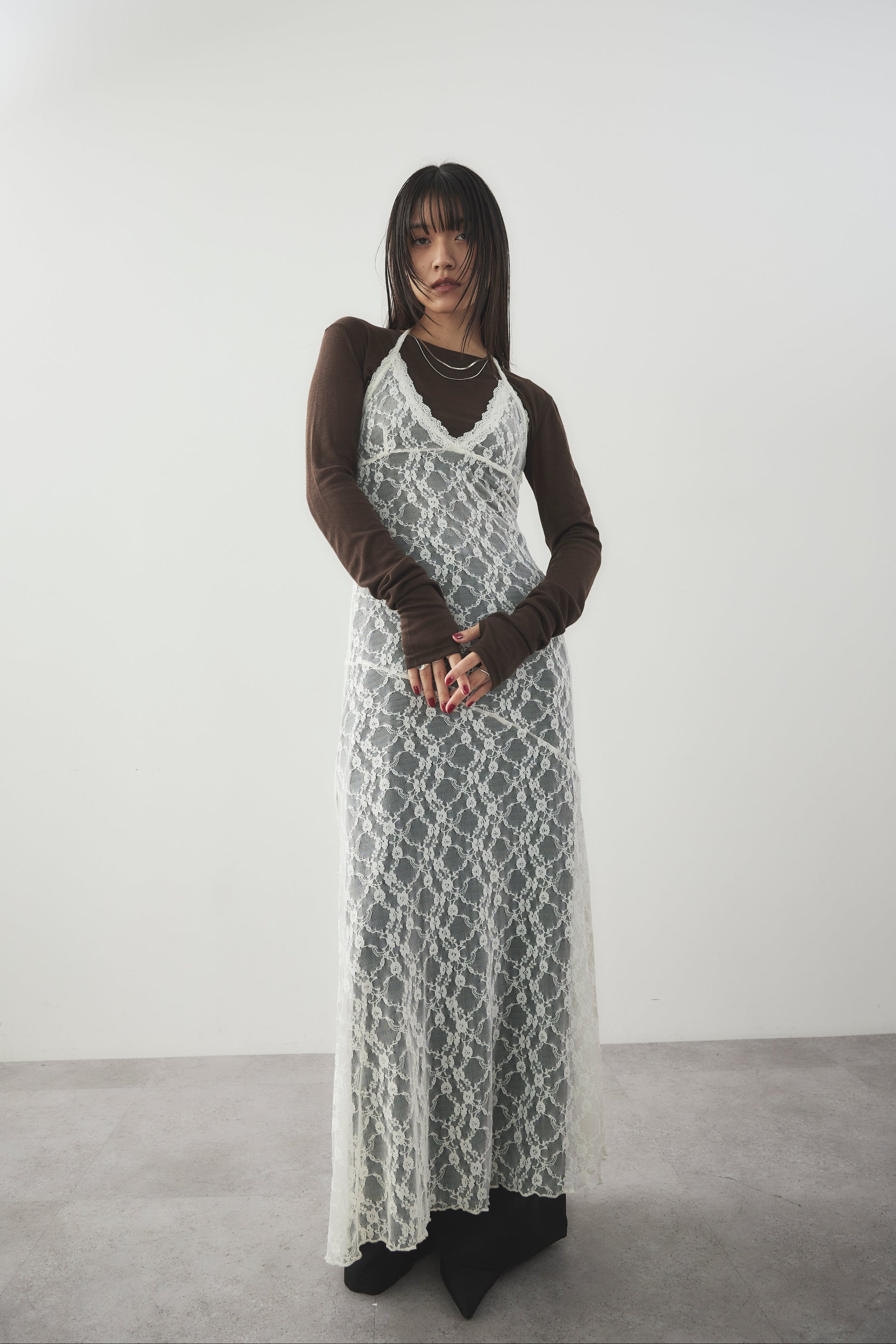 Halter neck lace dress