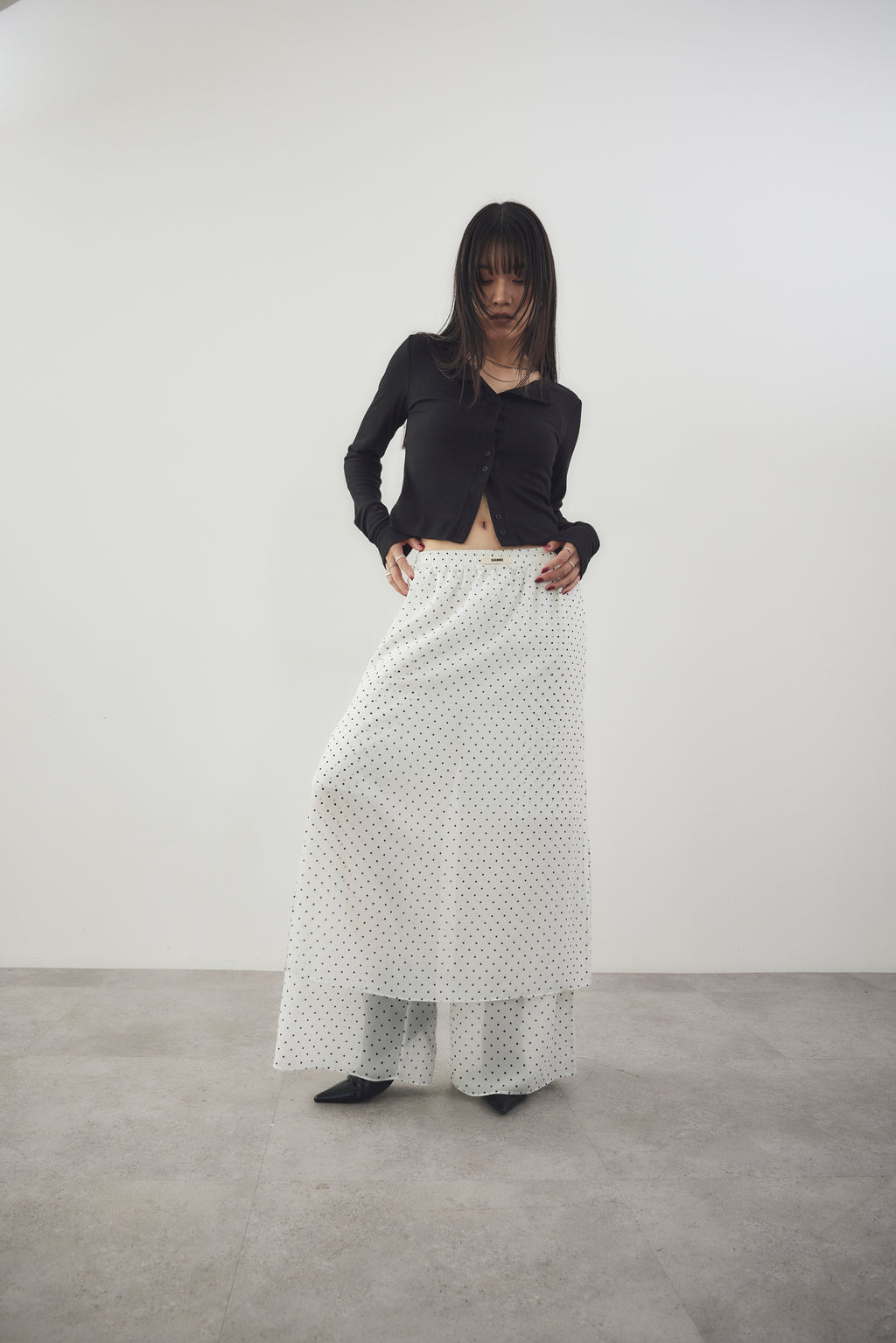 Sheer dot layered pants