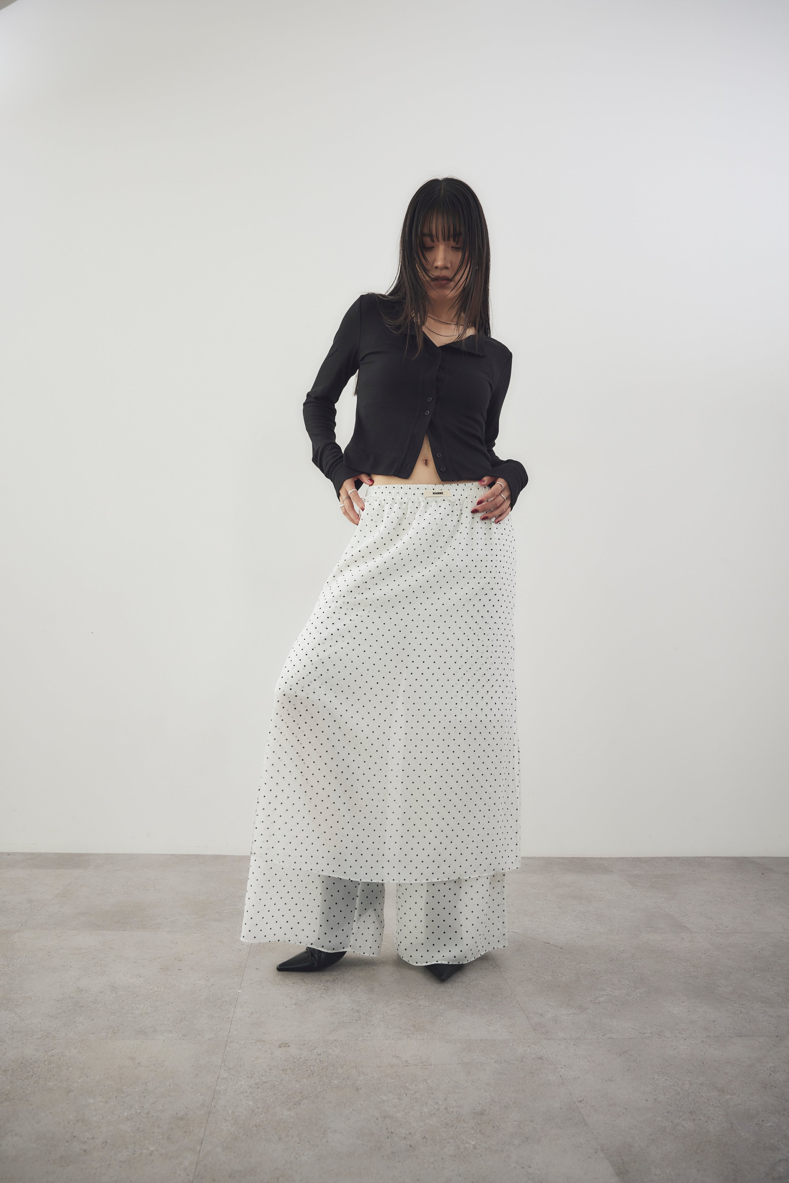 Sheer dot layered pants