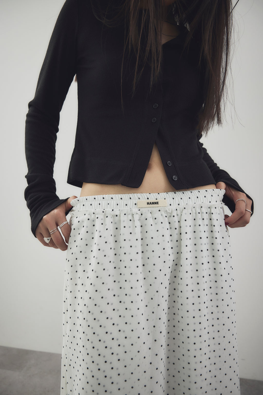Sheer dot layered pants