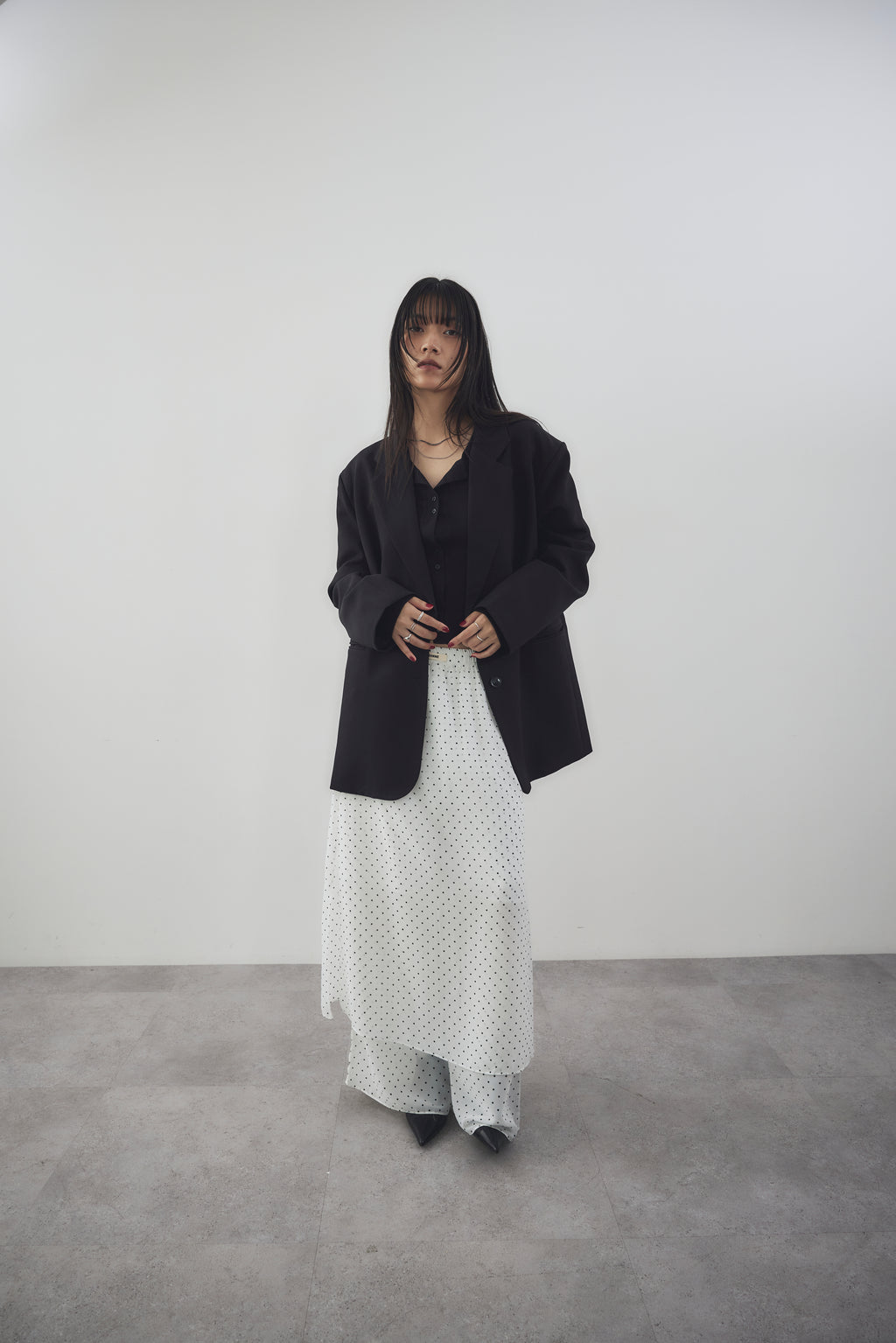 Sheer dot layered pants