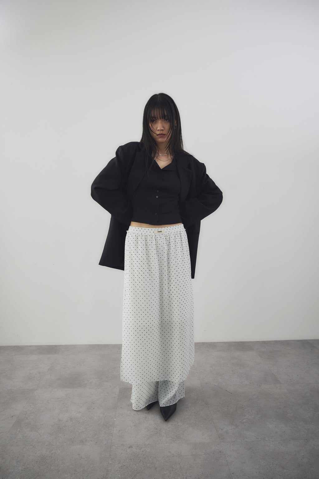 Sheer dot layered pants