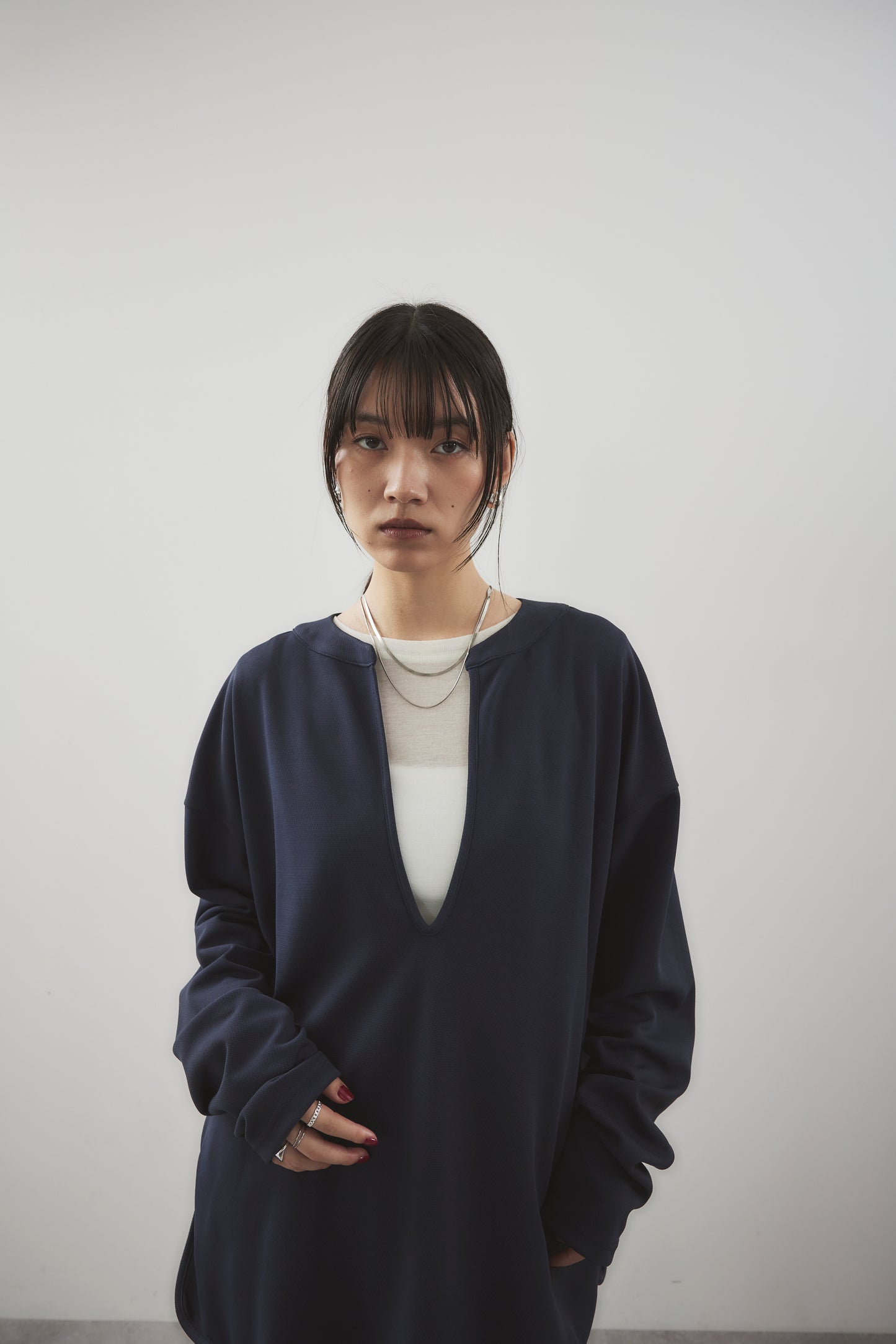 Deep slit neck tops