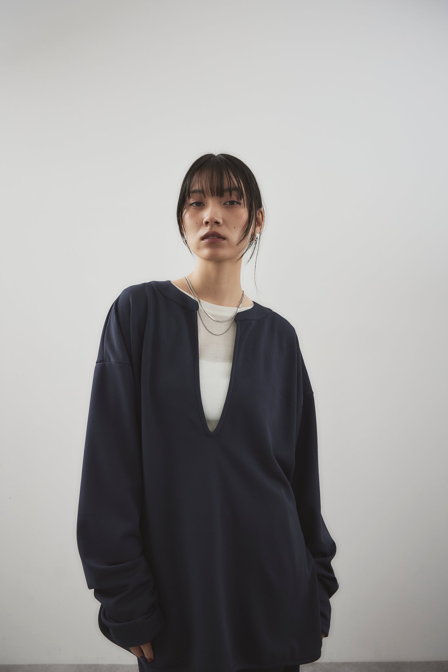 Deep slit neck tops