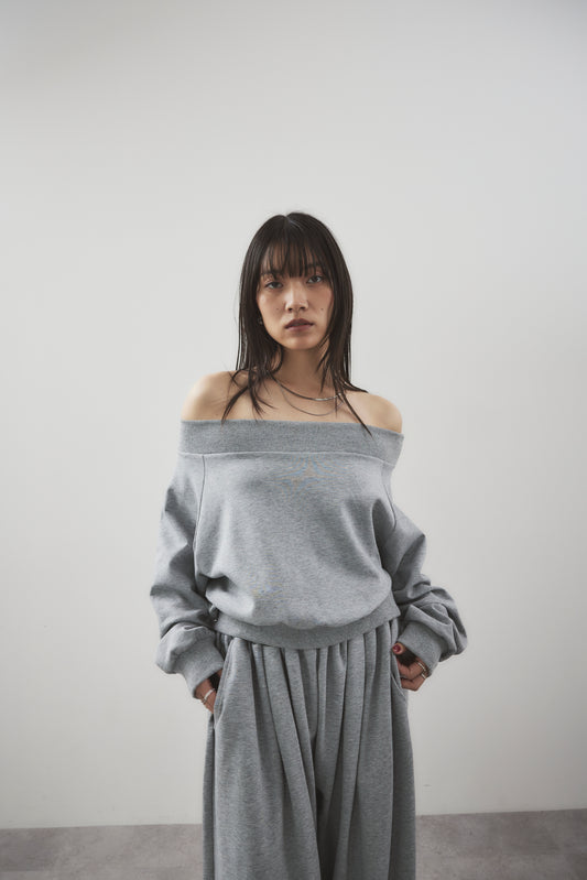 Sweatshirt-touch off-shoulder tops