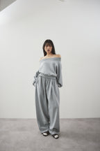 Sweatshirt-touch off-shoulder tops