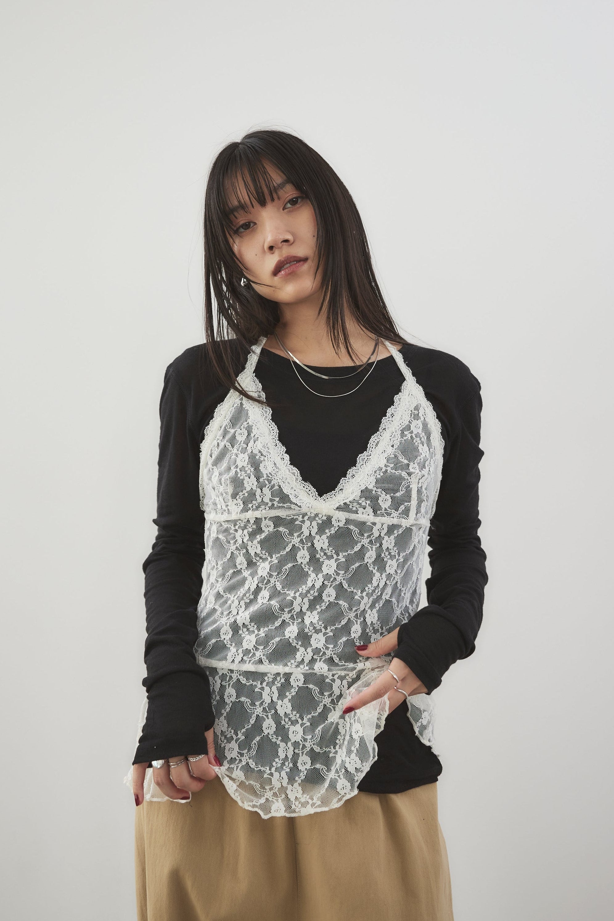 Halter neck lace top