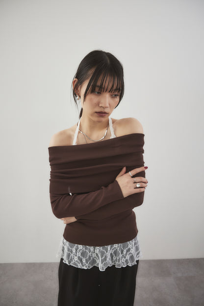 Off-shoulder knit tops