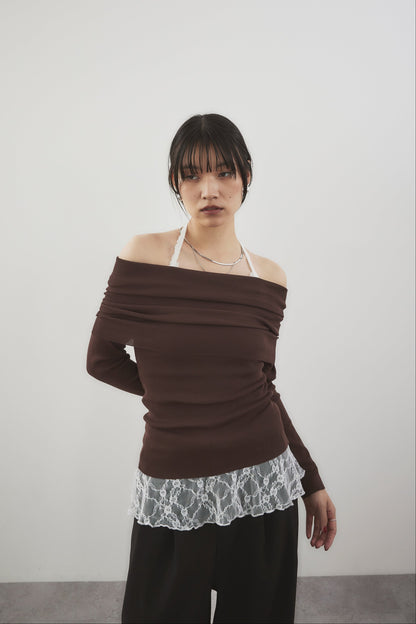 Off-shoulder knit tops