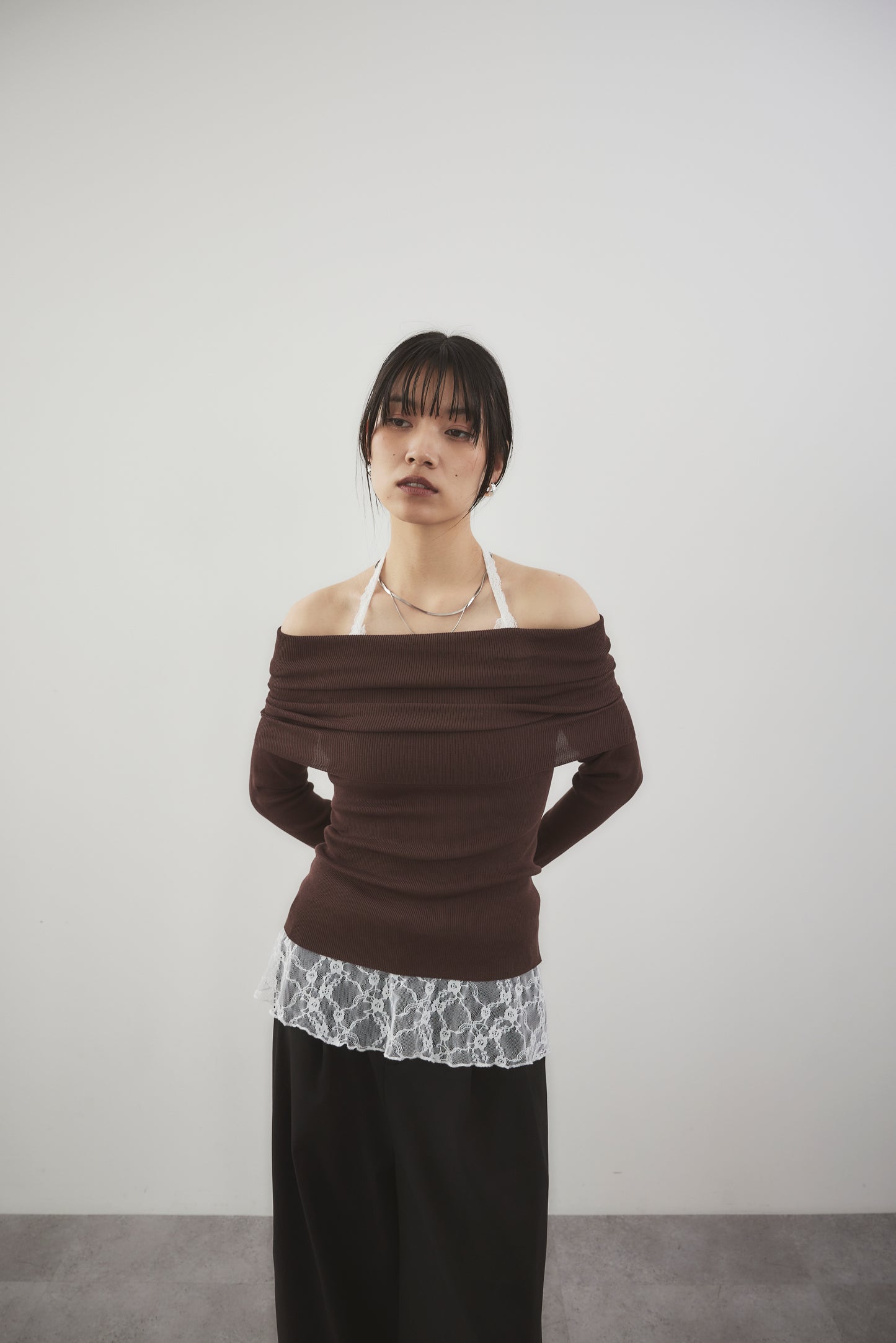 Off-shoulder knit tops