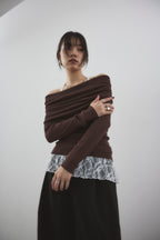 Off-shoulder knit tops