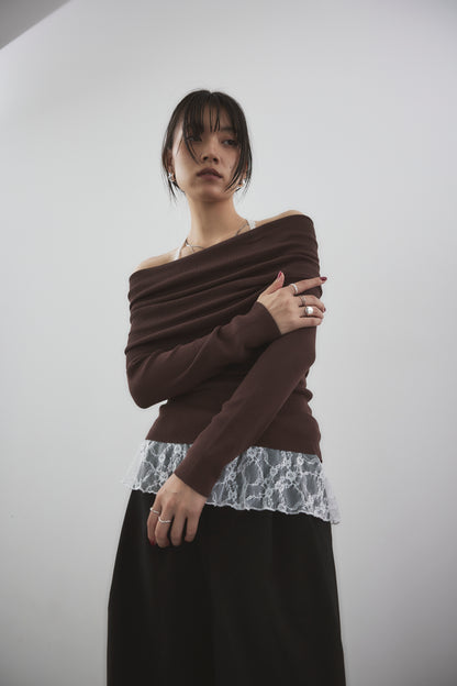 Off-shoulder knit tops