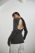 Back open rib knit