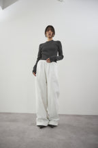 Cotton roll-up curved pants