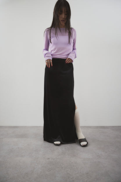 Side vent velour long skirt
