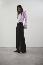 Side vent velour long skirt