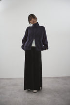 Side vent velour long skirt