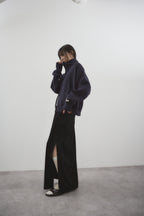 Side vent velour long skirt