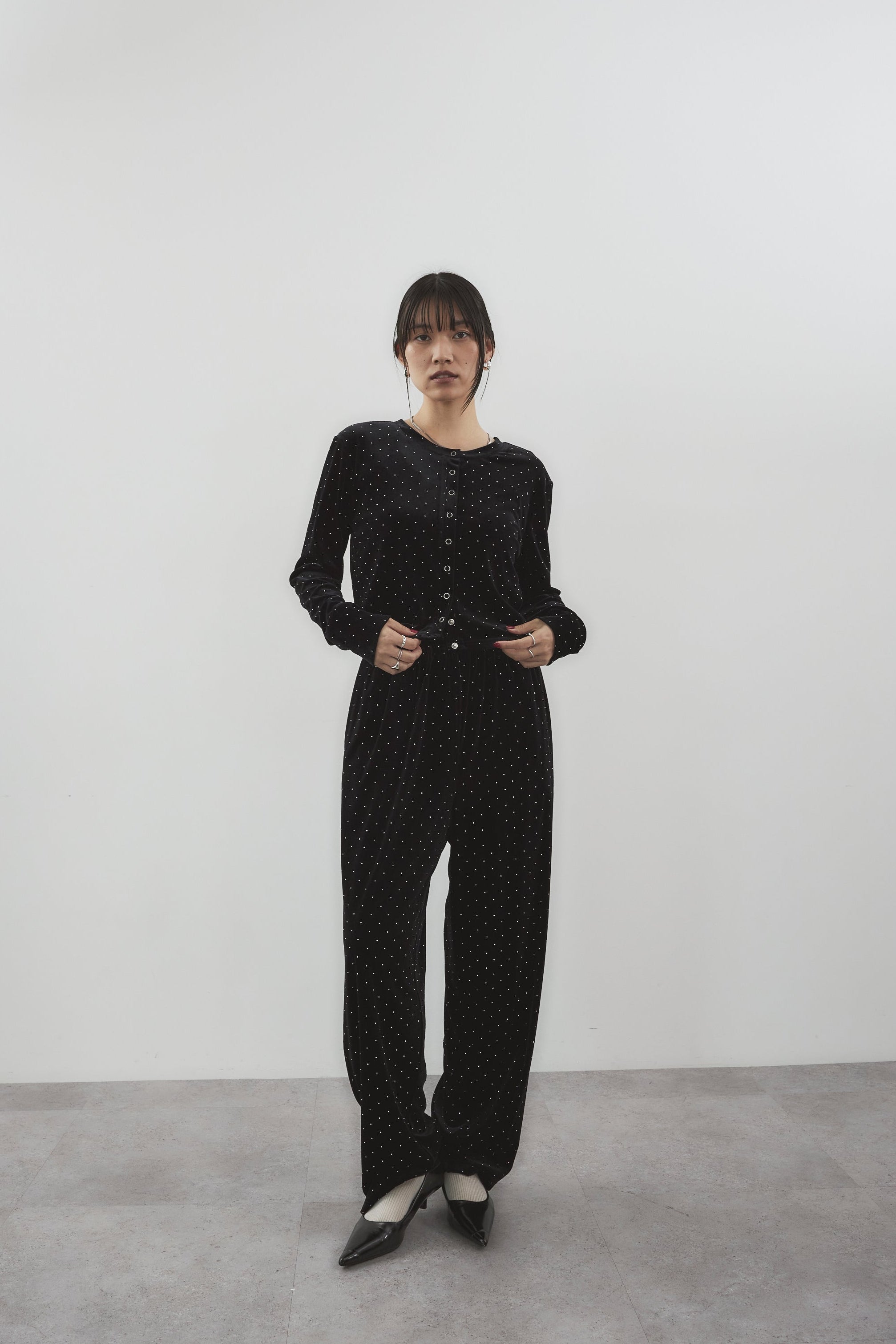 Shiny dot velour pants