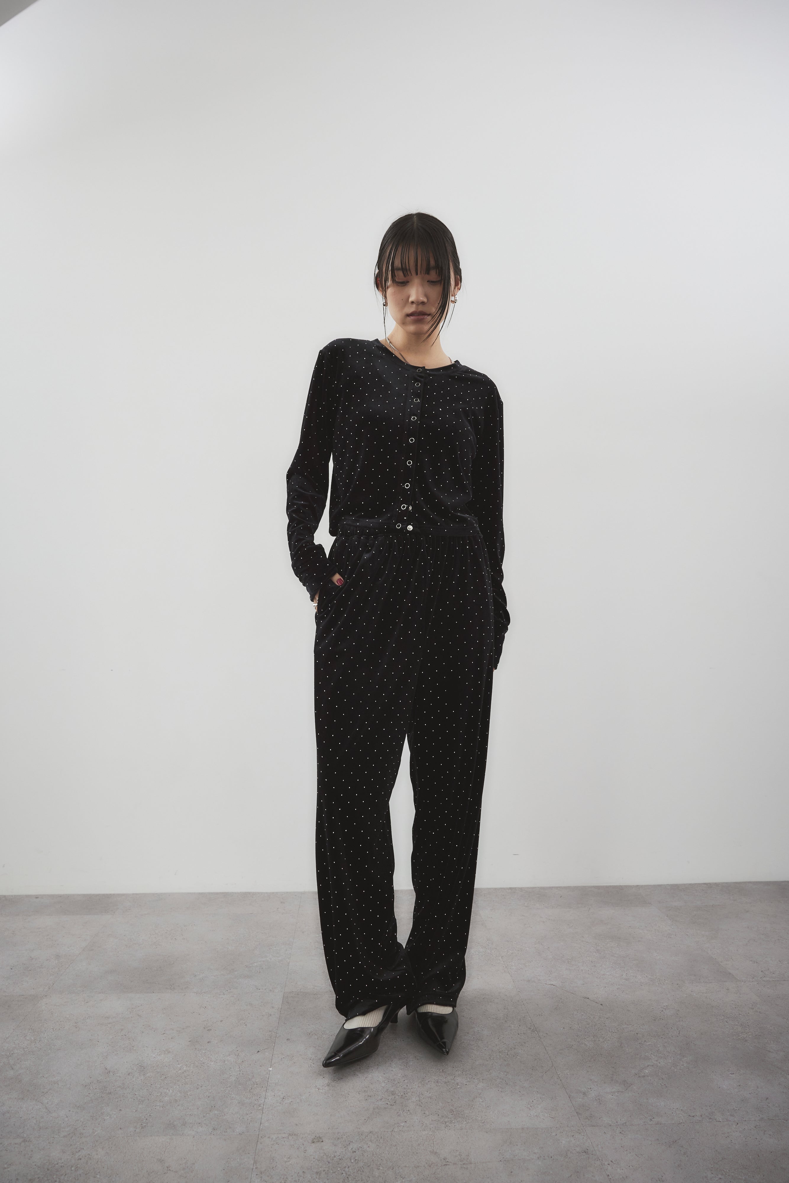 Shiny dot velour pants